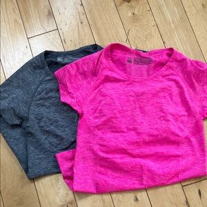 Bundle of 2 Victoria's Secret Athletic Bright Pink and Charcoal Tees